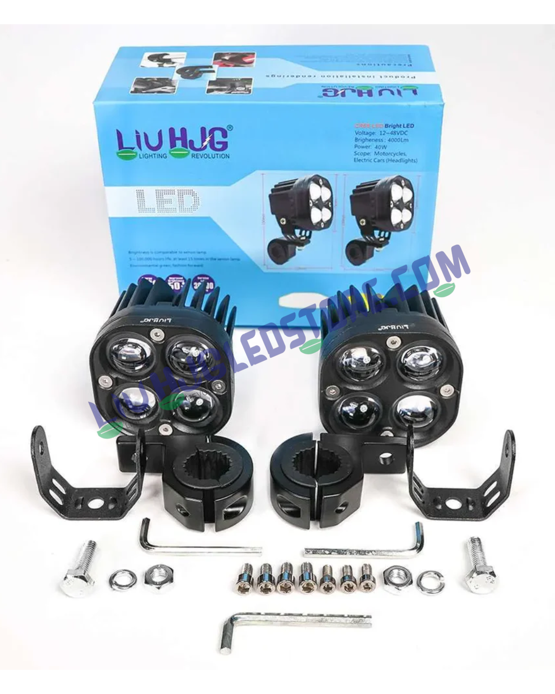 HJG 4x4 CREE 120W Dual Color Fog Light Kit (White & Yellow) – 4 LED Laser Spotlights for Bike, Car, Thar & Jeep (Set of 2)