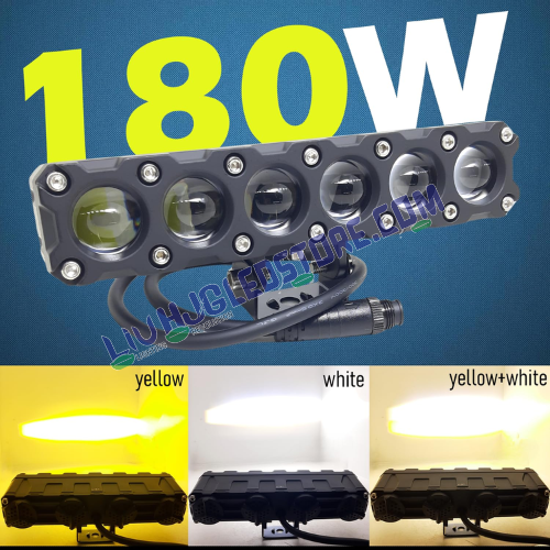 HJG Future Eyes 6-Lens 180W Mega Drive LED Fog Light Set | Dual Color White/Yellow, Multi-Mode, Remote Wiring Kit, Spot & Flood Beam for Bike, Car, Thar & Jeep (Pack of 2)