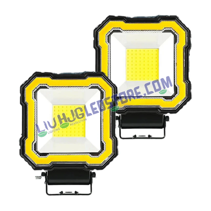 HJG 60W Single LED Square Fog Lights | Red DRL Flash Mode | White LED for Bikes, Cars (Set of 2)