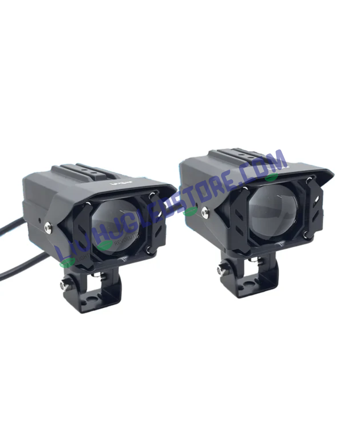 HJG 200W Projector Shutter LED Fog Light with Red Devil Lens – Triple Color (White/Yellow/Red) High-Low Beam MEGA DRIVE for Bikes & Cars (Pack of 2)