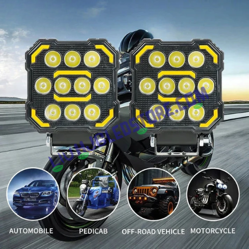 HJG 11 LED Square Fog Lights 60W with DRL (Set of 2) – Universal LED Fog Lamps for Bikes & Cars