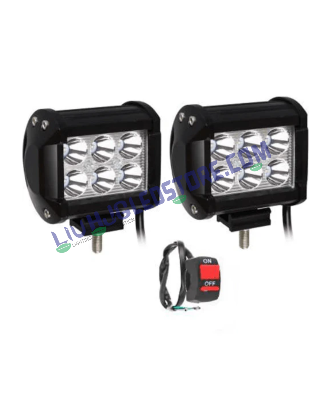HJG 6 LED Square Fog Light Set for Bikes & Cars with Switch – Universal High-Intensity White Beam (Pack of 2)