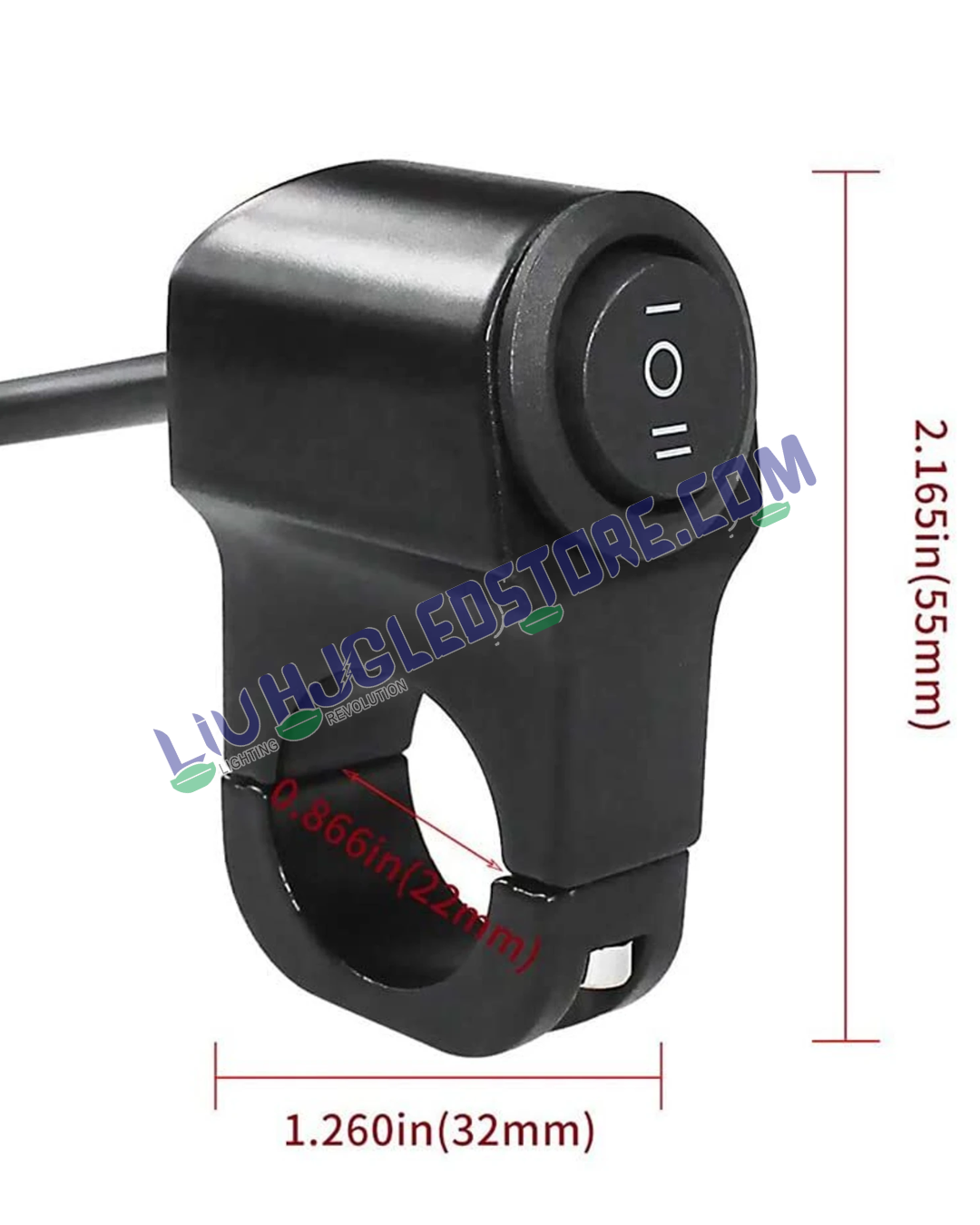 HJG Universal 3-Way Handlebar Switch 12V CNC Metal On-Off-On Control for Bike Headlight, Fog & Brake Lights (Black)