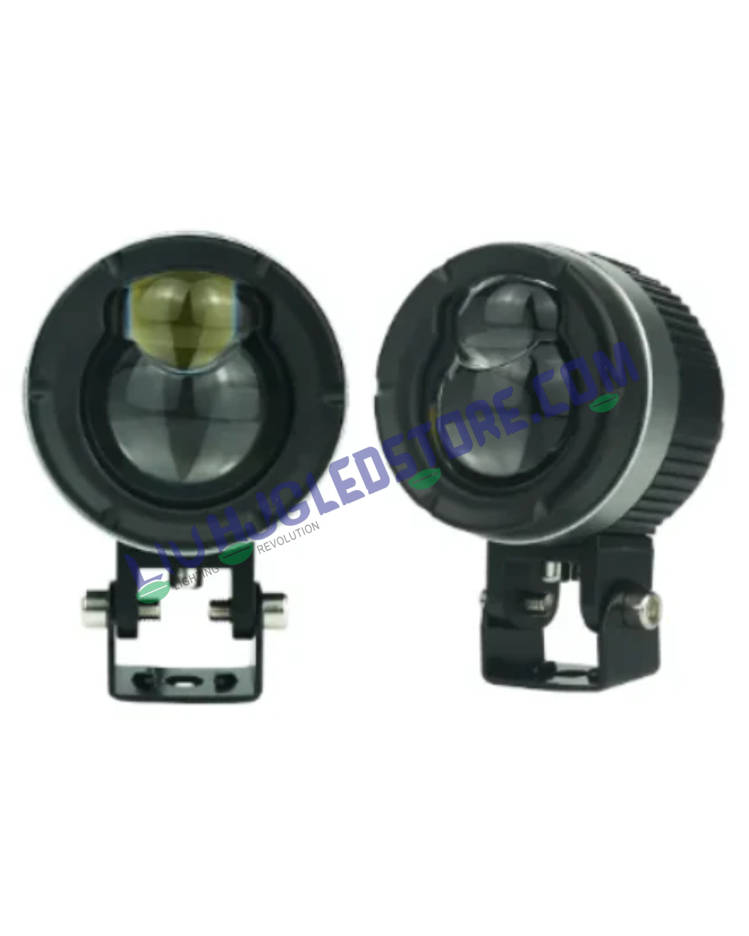 HJG 124 Dual Lens 120W LED Fog Light (New Model) – White/Yellow Dual Beam with Power Adapter for Cars & Bikes (Set of 2)