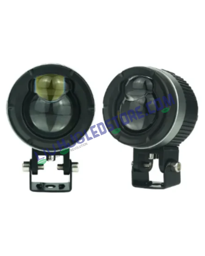 HJG 124 Dual Lens 120W LED Fog Light (New Model) – White/Yellow Dual Beam with Power Adapter for Cars & Bikes (Set of 2)