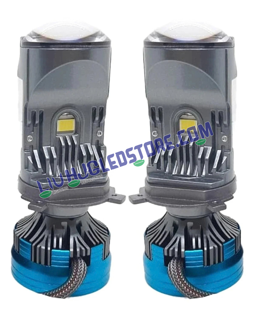 HJG Y6 H4 250W LED Projector Headlight Bulbs | 85–125W × 2, Up to 25,000LM, 6500K White Hi/Lo Beam | CSP LED Chips, 12,000RPM Cooling Fan, IP68 | H4 Plug & Play | 12–80V DC | Pack of 2