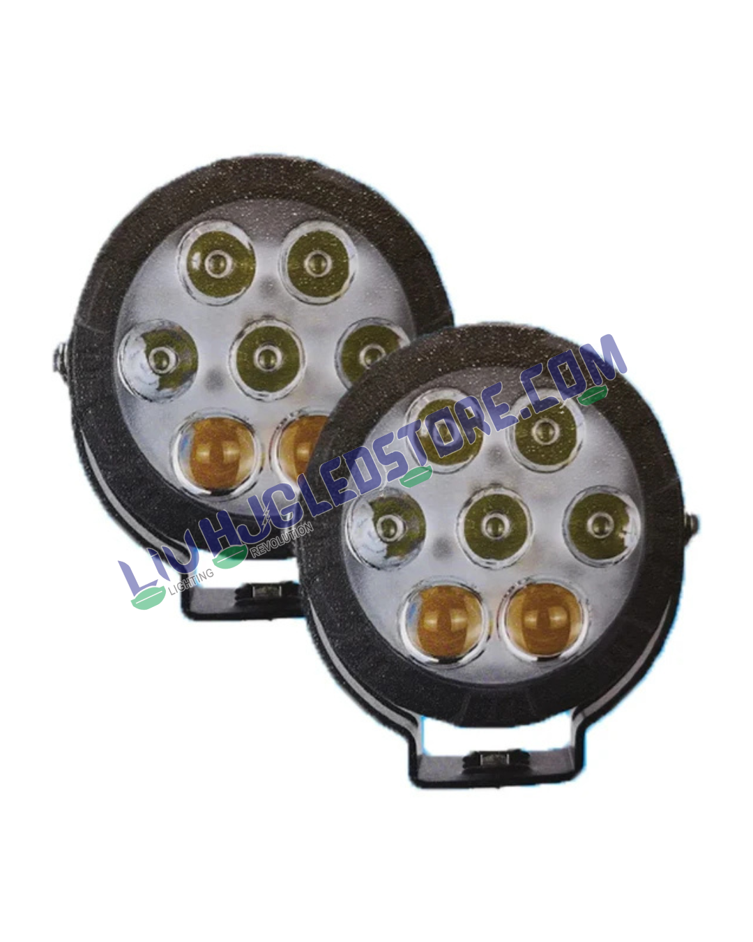 HJG 7 LED CREE Projector Fog Lights | 140W Set of 2 | Round Design | White 6500K, Yellow 3000K and Warm White 4300K | Yellow Cover Included | for Bikes and Cars