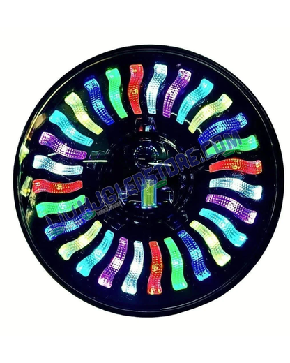 HJG 7-Inch RGB LED Chakra Headlight Assembly 75–120W with CREE/Osram Chips | Multicolor Fit for Royal Enfield, Jeep, Thar & Gypsy