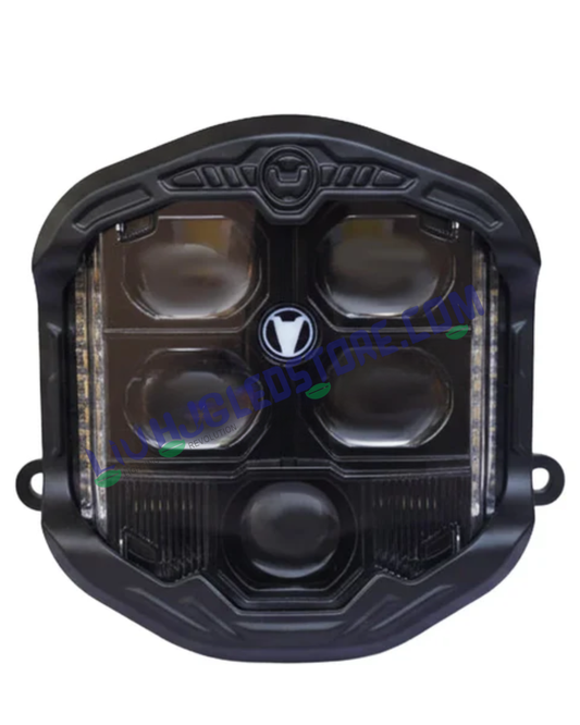 HJG GodsEye 5 Lens 120W 7-Inch LED Headlight | Multi-Mode White/Yellow/Warm/Flash, Red DRL, Projector Beam, Universal Fit for Cars, Bikes, Jeep & SUV (Pack of 1)