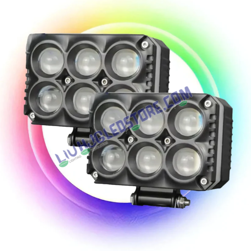 HJG M Series 6x6 RGB DRL Projector Fog Light 30W with White and Yellow Modes for Cars and Bikes (Single Piece)