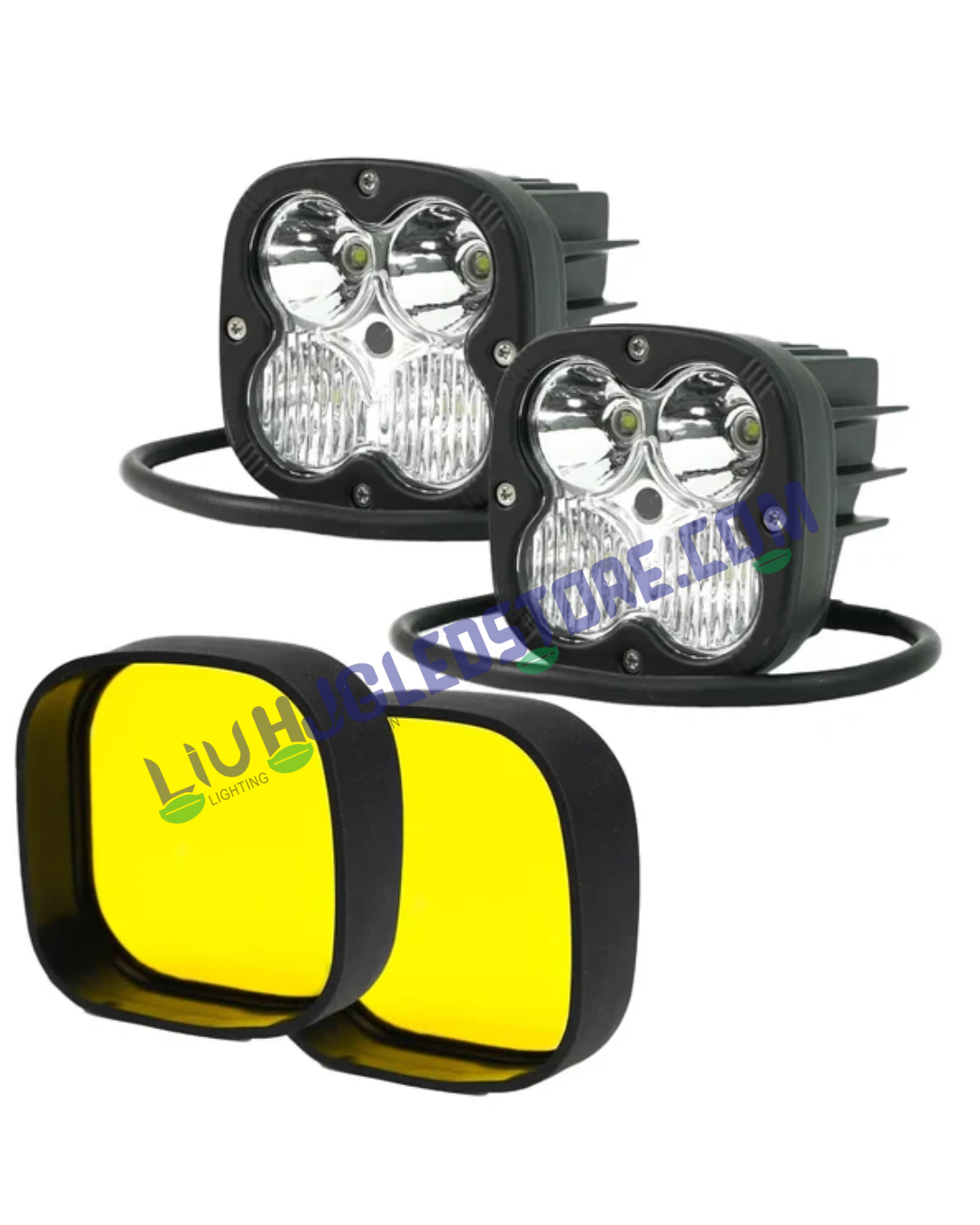 HJG 4x4 CREE Spirit Model 120W LED Fog Lights (Set of 2) – Dual Color White & Yellow with Filter Cap for Bikes & Cars