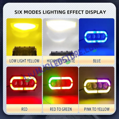 HJG Future Eyes 4 Lens RGB DRL Fog Lights 120W (Set of 2) – Animated Multi-Color DRL with White Beam for Bikes & Cars
