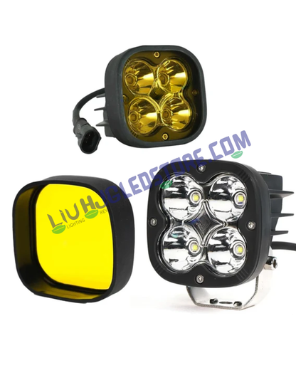 HJG 60W 4 LED CREE Fog Light with Yellow Filter Cap – High Power Auxiliary Light for Motorcycles & Cars (Single Piece)
