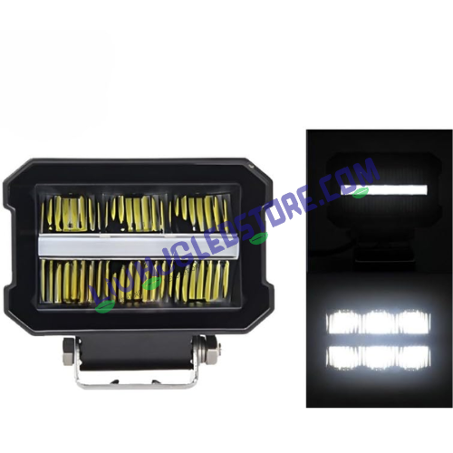 HJG Minus Box Single Dual Lens LED Fog Light 60W with White DRL & Power Adaptor – Wide Beam for Cars & Bikes (Pack of 1)