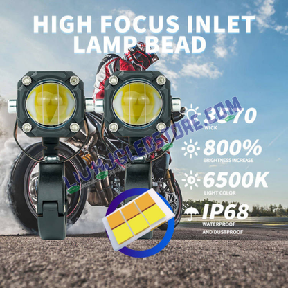 HJG Mini Drive V4 CO-2 LED Fog Light 60W (30W x 2) with Red Devil Eye, Multi-Color (Red/Yellow/White) & Canbus Kit