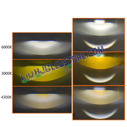 HJG RTD Lens H4 50W Dual-Color LED Projector Bulb | Yellow 3000K Low Beam & White 6500K High Beam | 3500–5000LM | Cooling Fan | H4 Plug & Play | 12–80V DC | Bike & Car | Pack of 1