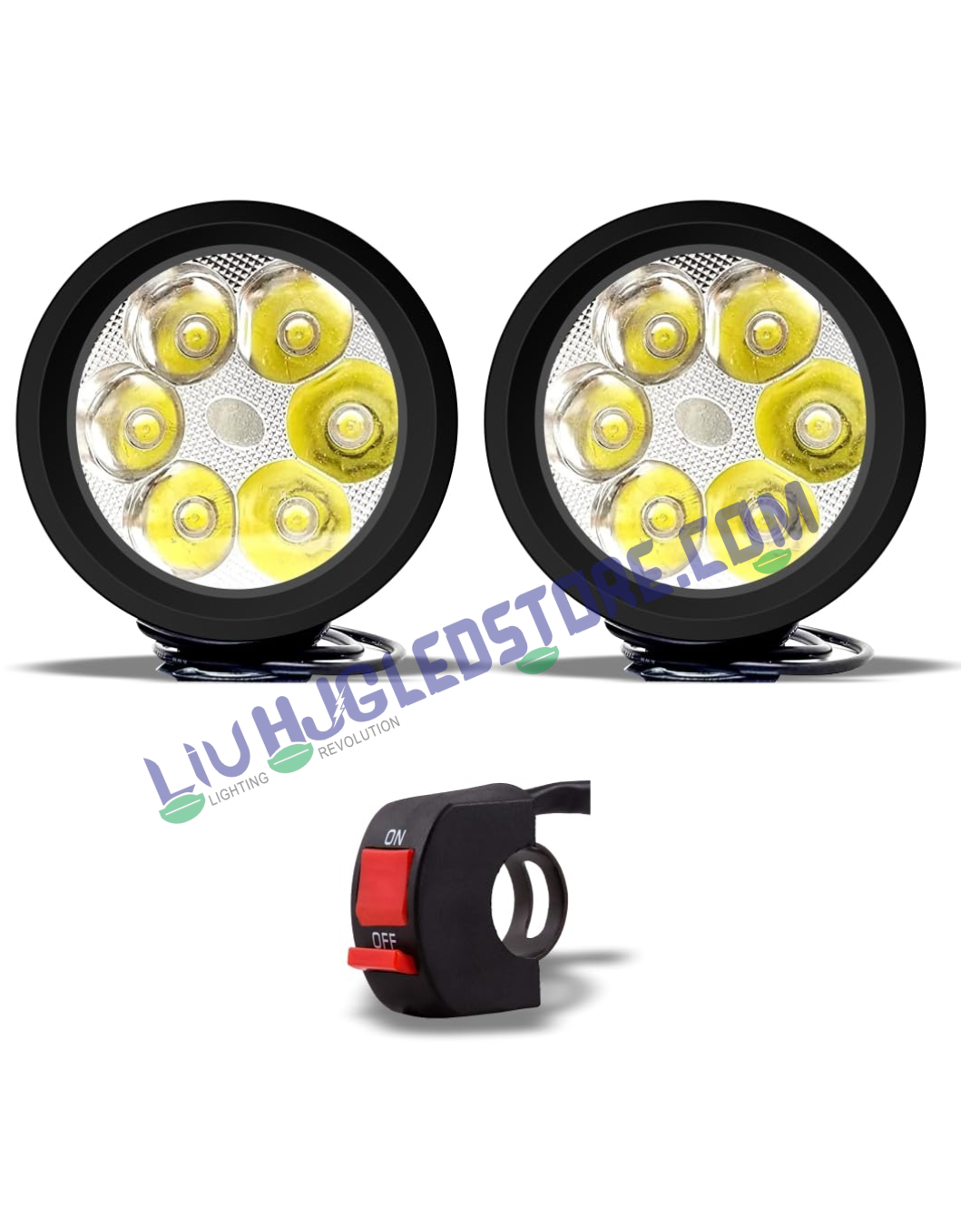 HJG 6 LED Cap Fog Lights with Switch – High Power Waterproof Auxiliary Lights for Bikes & Cars