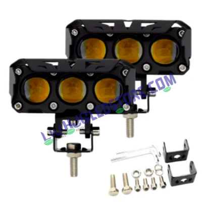 HJG Mega Drive 90W Triple Lens LED Fog Lights with White/Yellow Dual Beam (Set of 2)