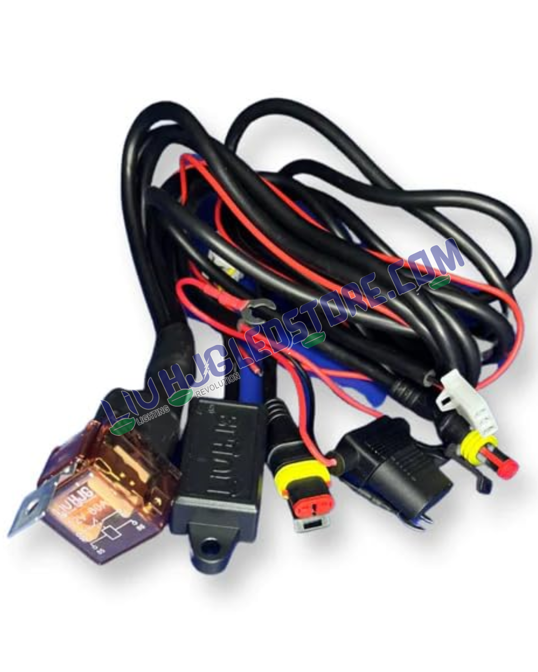 HJG 2-Wire Fog Light Wiring Harness Kit with Coupler – Waterproof Relay, Fuse & Switch Setup