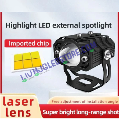 HJG Laser Lens Drive LED Fog Light Bulb with Cooling Fan – Dual Color White & Yellow for Cars and Motorcycles (Single Piece)