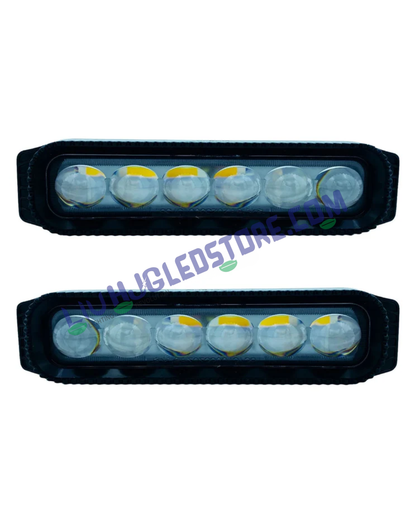 HJG 6 LED Sleek Projector Fog Lights (Set of 2) – 100W Dual-Color White/Yellow LED Fog Lamps with Adapter, 20,000 Lumens