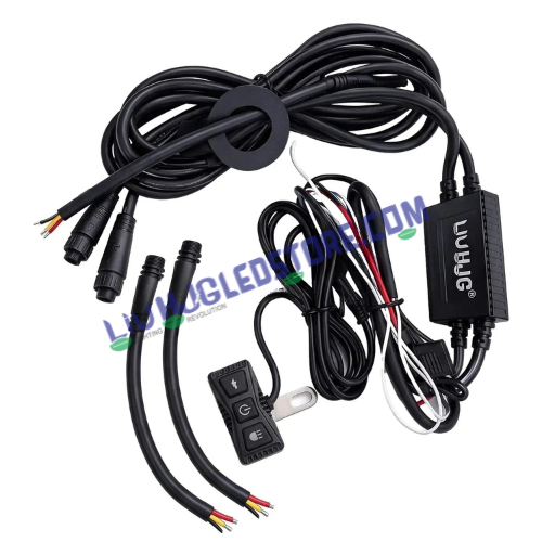 HJG Premium 3-Pin 120W LED Wiring Harness Kit | Backlit Handlebar Switch with Flashing Mode | Waterproof Coupler-to-Coupler Wiring | Relay & Fuse | For Fog Lights, Auxiliary Lights, Bikes, Cars, SUVs & ATVs