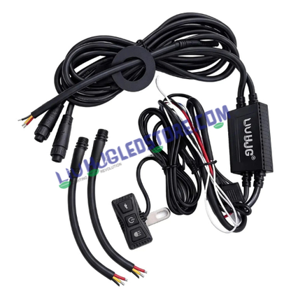HJG Premium 3-Pin 120W LED Wiring Harness Kit | Backlit Handlebar Switch with Flashing Mode | Waterproof Coupler-to-Coupler Wiring | Relay & Fuse | For Fog Lights, Auxiliary Lights, Bikes, Cars, SUVs & ATVs