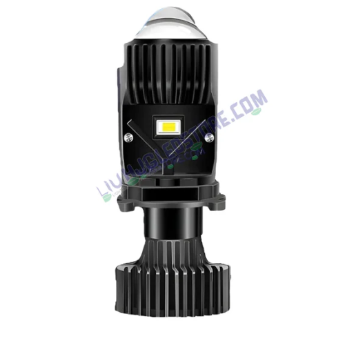 HJG H4 Dual Y6 LED Projector Headlight Bulb with Condenser RTD Lens | Hi/Lo Beam | 12V–80V | 100W | 5000LM | 3-Pin H4 Projector with Cooling Fan (Pack of 2)