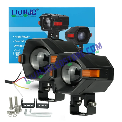 HJG NightBreaker P97 100W Dual Projector Fog Lights | Set of 2 | 50W Each | 15000 Lumens | White, Yellow | Red DRL and Amber Hazard | 9V-32V DC