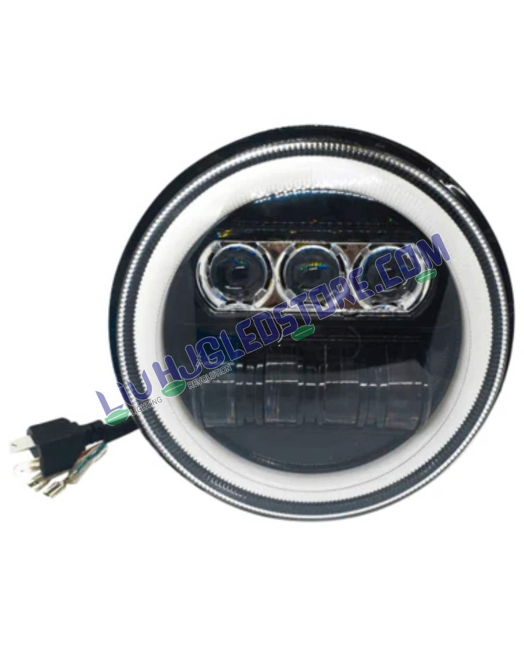 HJG 7-Inch Round LED Headlight for Jawa with High/Low Beam | 12V–80V, 75W Universal Fit