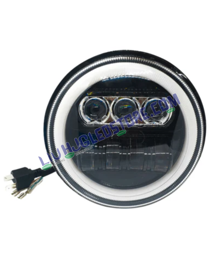 HJG 7-Inch Round LED Headlight for Jawa with High/Low Beam | 12V–80V, 75W Universal Fit
