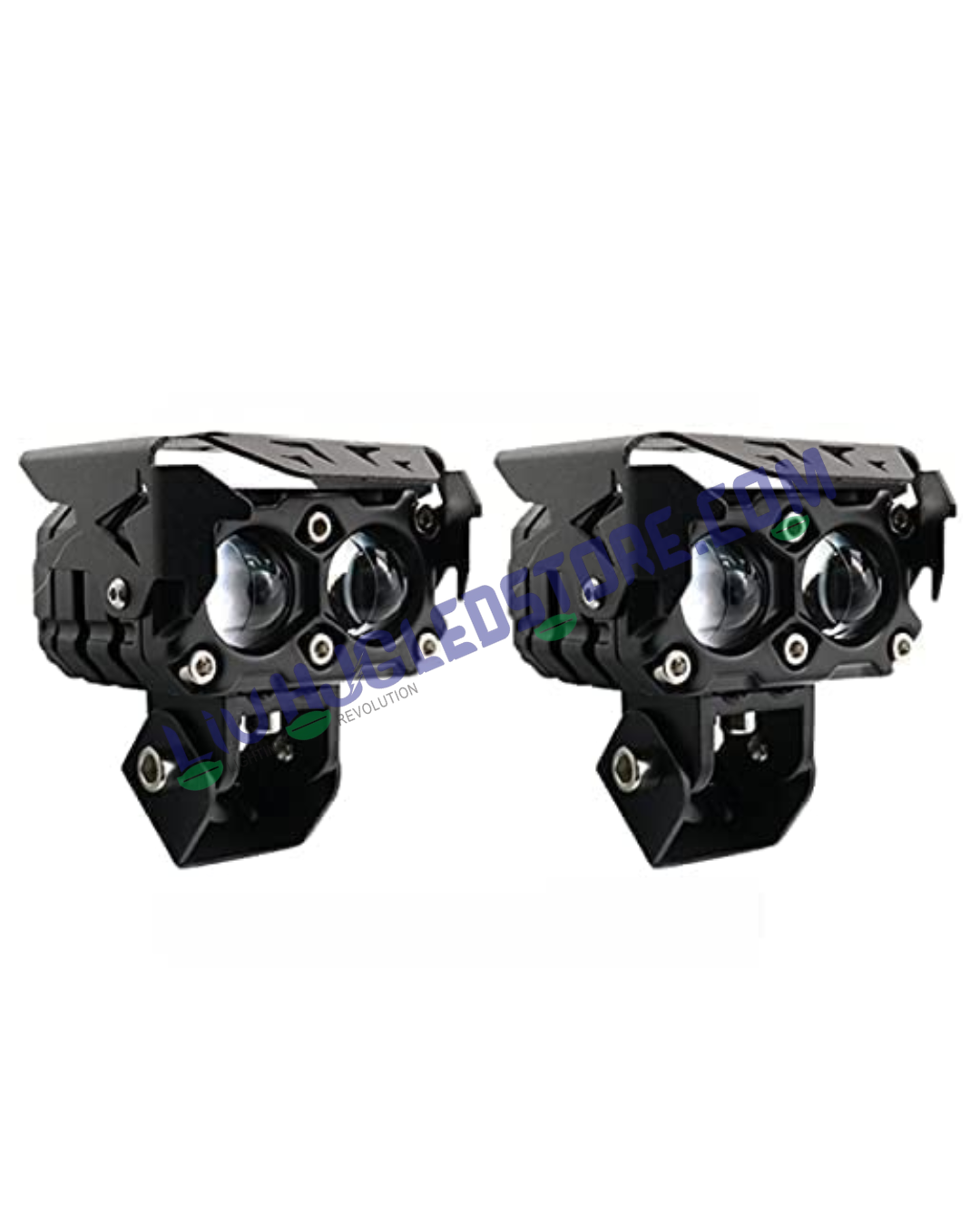 HJG Original Future Eyes Dual Lens Fog Light with Smart LED (12–80W) – Dual Tone Yellow & White, Universal Fit for Cars and Bikes