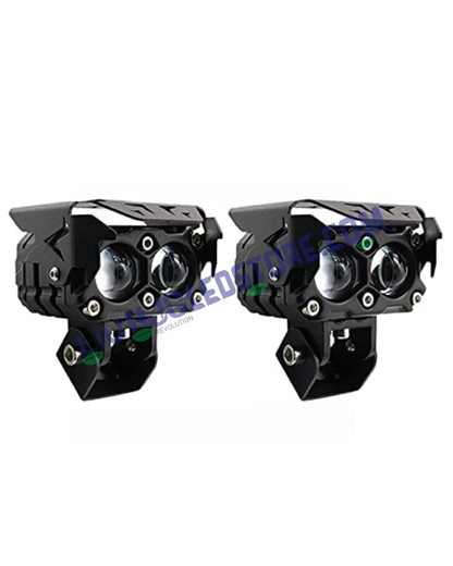 HJG Original Future Eyes Dual Lens Fog Light with Smart LED (12–80W) – Dual Tone Yellow & White, Universal Fit for Cars and Bikes