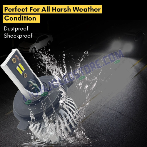 HJG M2 Mini H4 30W Dual Color LED Headlight Bulb – 4500LM White High & Yellow Low Beam with Cooling Fan (12V/24V, Single Piece)
