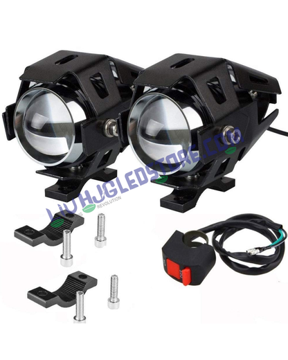 HJG U5 CREE LED Driving Fog Light in Aluminum Body with Switch for All Motorcycles, ATV and Bikes and Cars (15W, White Light, 2 PCS)