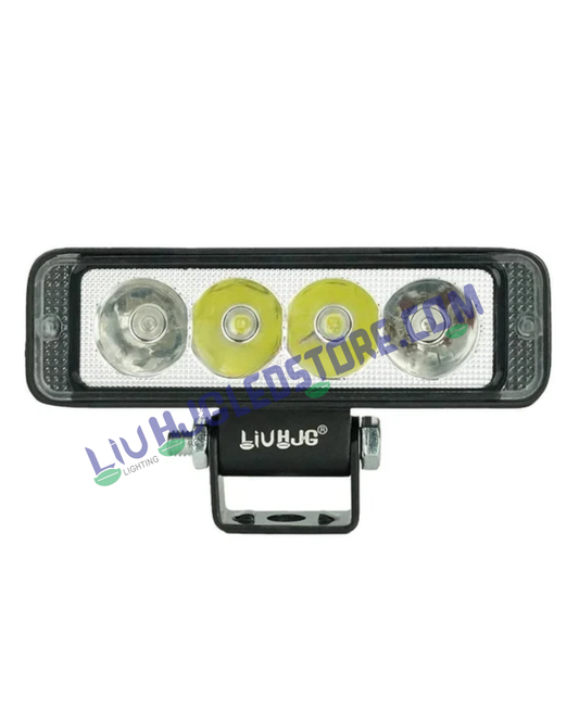 HJG 4 LED Fog Light with Red & Blue Strobe Flash – High Power Aluminum Spotlight for Bikes & Cars (Single Unit)