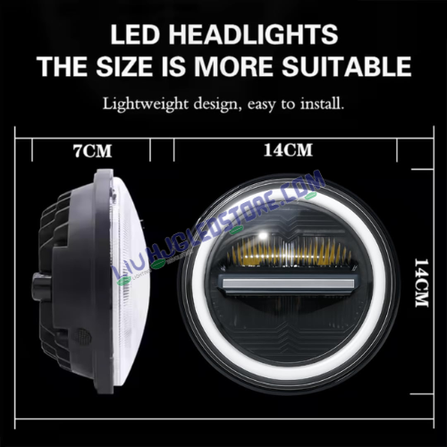HJG 7-Inch Minus LED Headlight (New Model) 75W Low Beam / 110W High Beam White Light | Universal Fit for Royal Enfield, Jeep & Harley Davidson