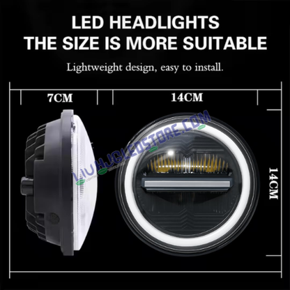 HJG 7-Inch Minus LED Headlight (New Model) 75W Low Beam / 110W High Beam White Light | Universal Fit for Royal Enfield, Jeep & Harley Davidson