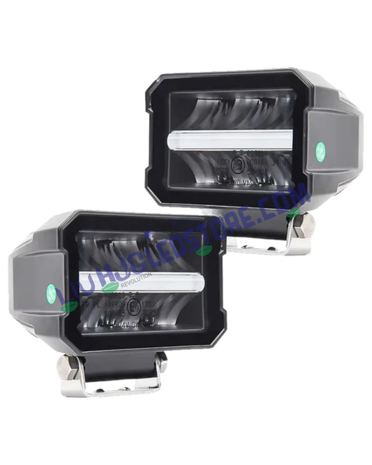 HJG Minus Box Dual Lens LED Fog Lights 120W with White DRL & Power Adaptor – Ultra Wide Beam for Cars & Bikes (Pack of 2)
