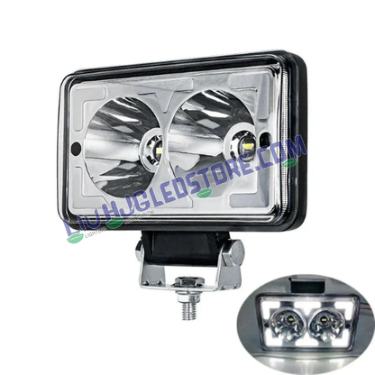 HJG W10 Classic 5x6 Inch Square 31W Fog Light | Dual Color White Yellow | Amber DRL Ring for Bikes, Cars (Single Piece)