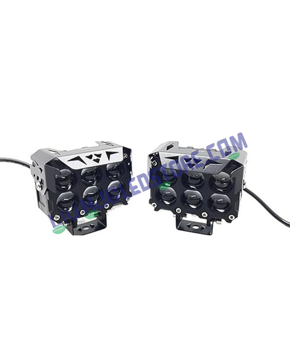 HJG 180W Future 6 Lens Mega Drive LED Fog Lights – High Power Cool White Auxiliary Lights for Bike/Car/Thar/Jeep (Pack of 2)