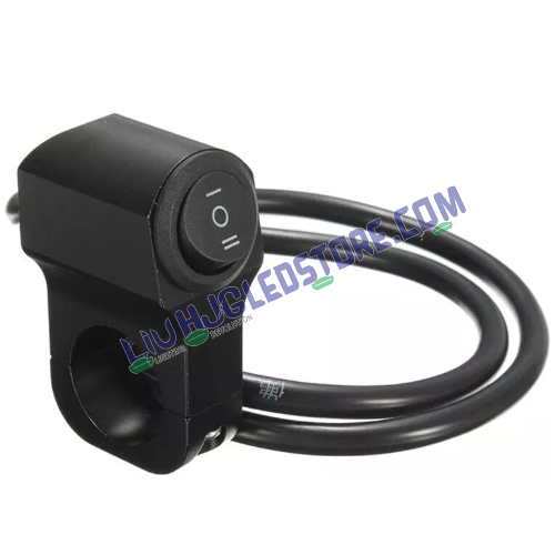 HJG Universal 3-Way Handlebar Switch 12V CNC Metal On-Off-On Control for Bike Headlight, Fog & Brake Lights (Black)