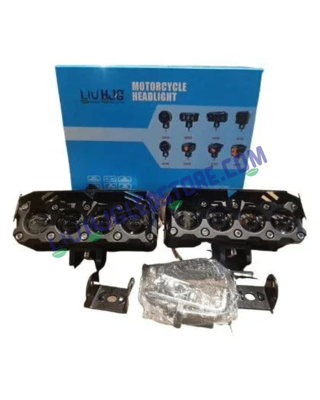 HJG Mega Drive Original 120W 4 Lens LED Fog Lights – Dual Color White & Yellow (Set of 2)