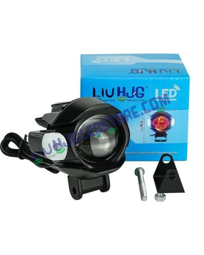 HJG Alien Projector LED Fog Light with Red Devil & Blue Side DRL – Single Lens 16W Auxiliary Light (White/Yellow Modes) for Bikes & Cars, Pack of 1