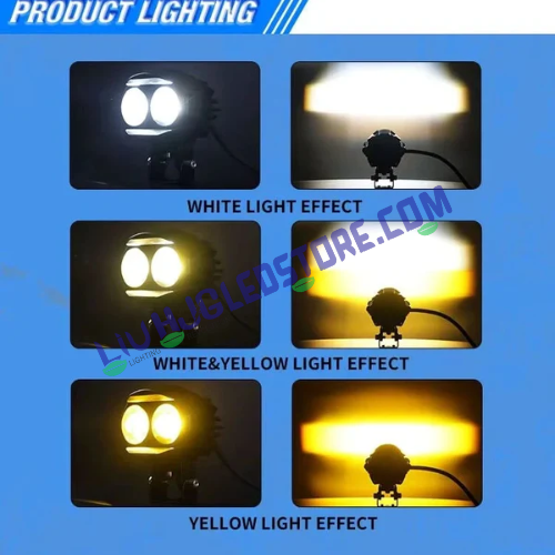 HJG Alien Dual-Lens Projector Fog Lights 120W with White/Yellow/Warm White Modes, Ultra Wide Beam LED Driving Lights – Universal Fit (Pack of 2)