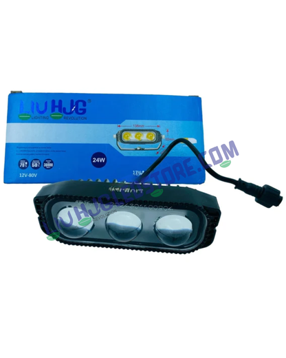 HJG 3 LED Sleek Projector Fog Light 24W with Adaptor – Dual Color White/Yellow Ultra-Bright 10,000 Lumens LED Fog Lamp (1Pc) Universal for Cars & Bikes