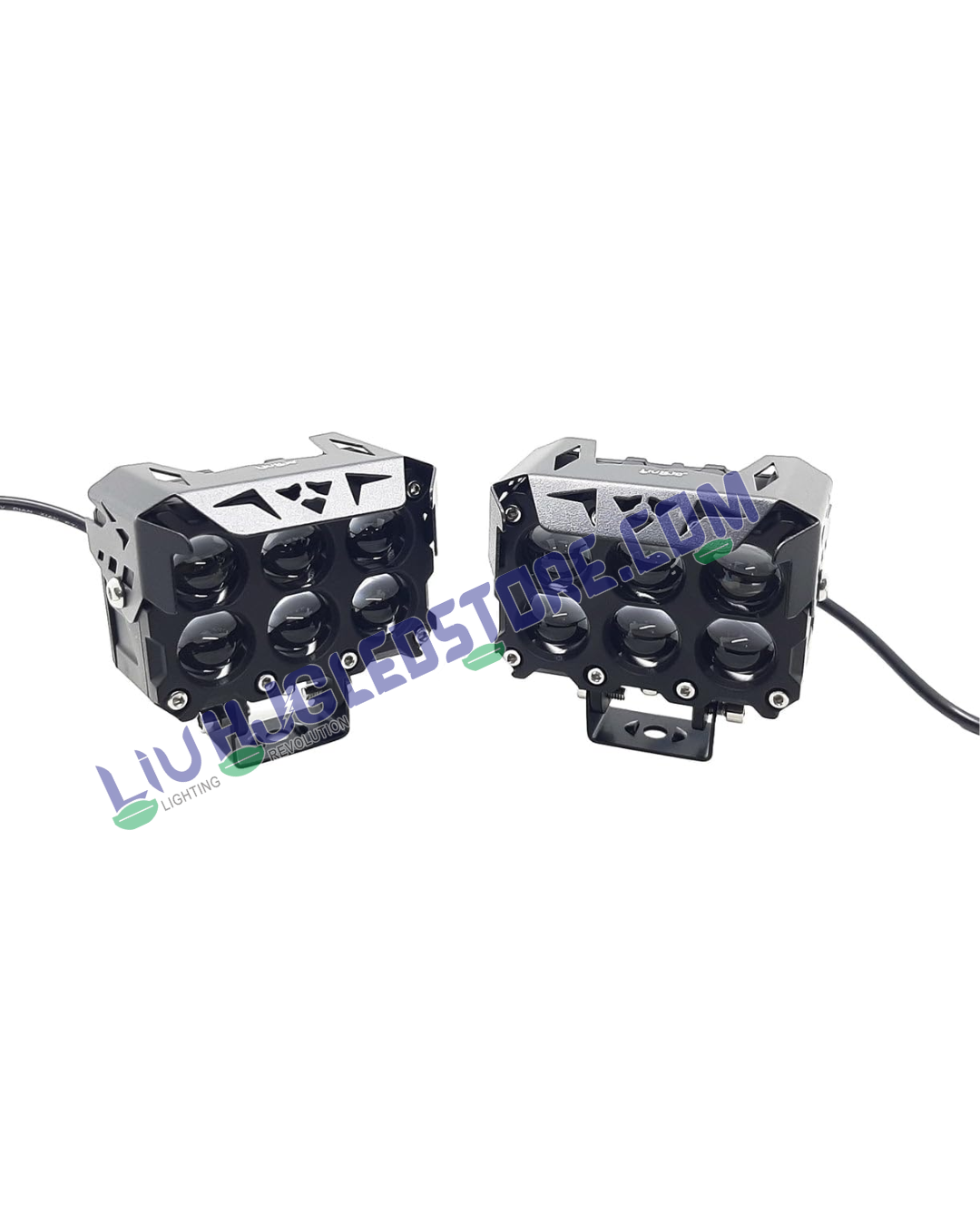 HJG Future Eyes 6x6 180W LED Fog Light Set | 6 Lens Mega Drive, 6000K Cool White, Spot & Flood Beam, Wiring Harness Kit for Bikes, Cars, Thar & Jeep (Pack of 2)