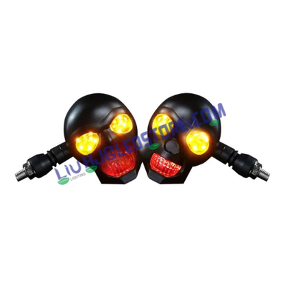 HJG Skull Indicator Skull Shape Turn Signal Lights Indicator Universal for All Bikes Models Turn Signal Lights Motorcycle Set of 2 LIU HJG Skull Indicator