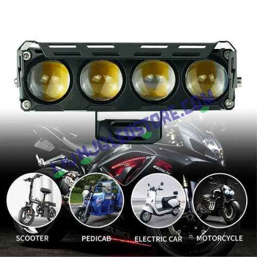 HJG Future Eyes 3 Lens 40W MEGA DRIVE Fog Lights (Fanless) – Multi-Color LED with Red DRL & Flash Mode for Bikes, Cars & Jeeps (Pack of 2)
