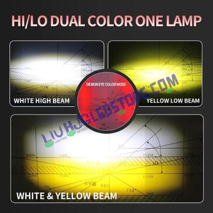 HJG Gorilla V2 Triple Lens 120W LED Fog Lights for Bikes | Dual Color White/Yellow, Red DRL, Projector Beam, Power Adapter, Universal Fit (Pack of 2)